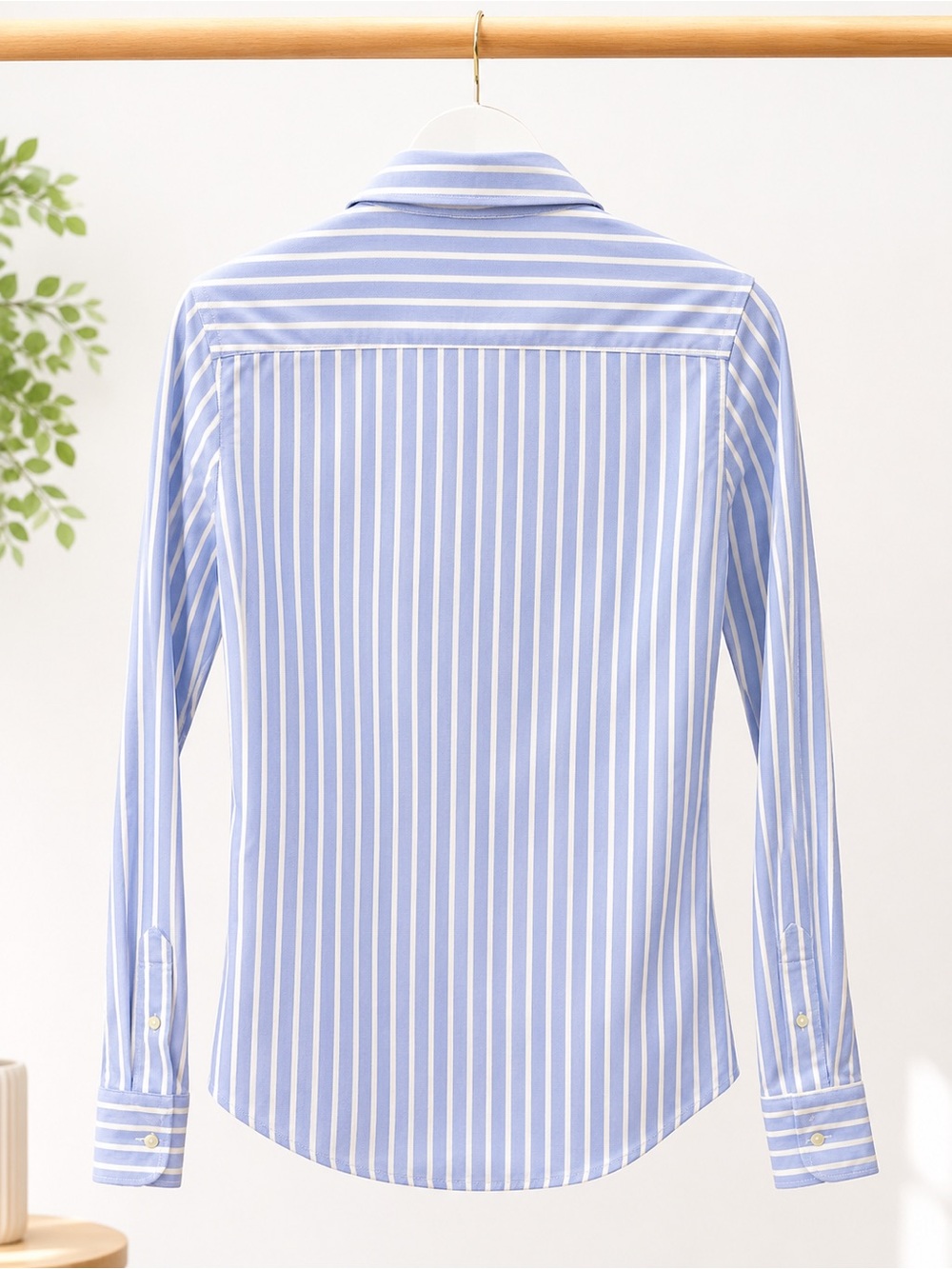 Ralph Lauren Slim Fit Knit Cotton Oxford Shirt | Blue & White Stripe | Size S - Picture 7 of 9